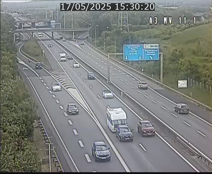 Traffic live webcam Luxembourg Croix de Bettembourg A3 - BK 11.1 - direction Luxembourg-ville