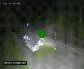 Webcam à l'entrée du tunnel du Somport, côté français, sur la N134, dans les Pyrénées, en direction de l'Espagne, à 1116 mètres d'altitude