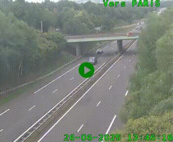 Caméra routière sur l'autoroute A20 au nord de Limoges, à la jonction avec la N520. Vue orientée vers Paris
