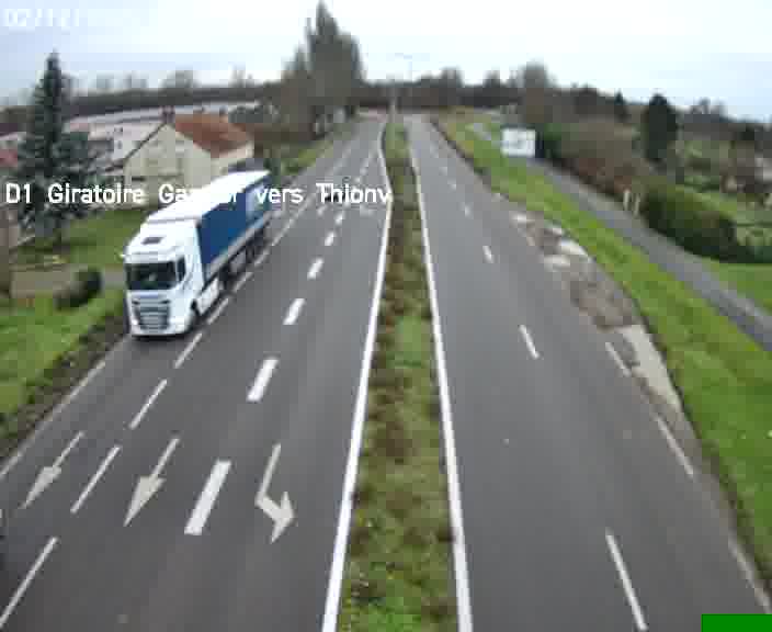 Webcam de surveillance sur D1 (France) à Ennery, cadrée vers Thionville, proposant une information routière utile aux déplacements quotidiens.