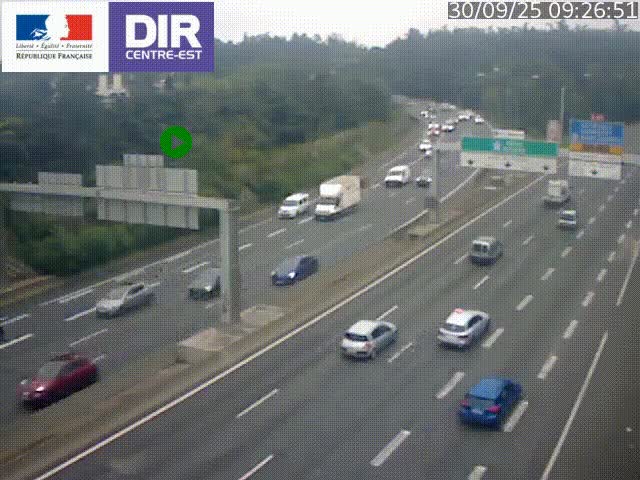 Caméra de circulation routière sur le boulevard périphérique Laurent Bonnevay de Lyon (D383) à hauteur de Bron, avant la jonction avec l'A43. Vue orientée vers l'échangeur