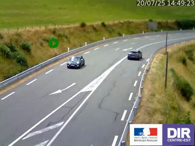 Webcam sur le col Pin Bouchain, vue orientée vers Roanne, en provenance de Lyon sur la nationale 7 (N7)