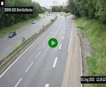 Webcam routière à hauteur de Bois-Guillaume en périphérie de Rouen. Vue orientée vers Rouen