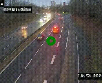 Webcam routière à hauteur de Bois-Guillaume en périphérie de Rouen. Vue orientée vers Rouen