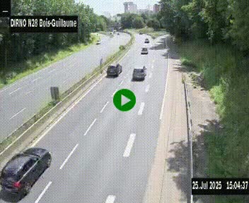 Webcam routière à hauteur de Bois-Guillaume en périphérie de Rouen. Vue orientée vers Rouen