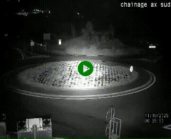 Webcam au nord d'Ax-les-Thermes au niveau de l'aire de chaînage de la N20. Vue orientée vers les Pyrénées, en direction de Pas de la Case