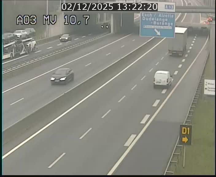 Traffic live webcam Luxembourg Croix de Bettembourg - A3 - BK 10.7 - direction France