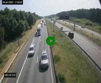 Webcam autoroute A63 en périphérie de Bordeaux au sud-est de la ville, en provenance du bassin d'Arcachon. Vue orientée vers Bordeaux
