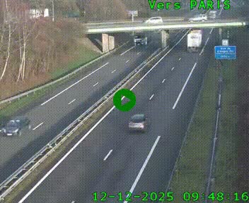 Caméra routière sur l'autoroute A20 au nord de Limoges, à la jonction avec la N520. Vue orientée vers Paris