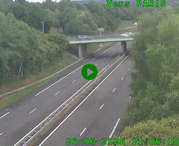 Caméra routière sur l'autoroute A20 au nord de Limoges, à la jonction avec la N520. Vue orientée vers Paris