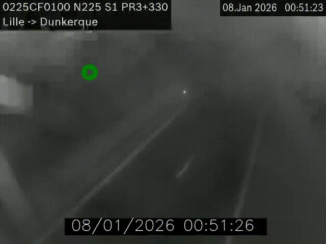 Webcam autoroute A25 (N225) à hauteur de Bergues (Bierne). Vue orientée vers Dunkerque.