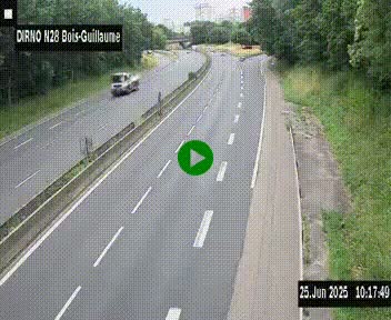 Webcam routière à hauteur de Bois-Guillaume en périphérie de Rouen. Vue orientée vers Rouen