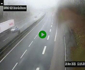 Webcam routière à hauteur de Bois-Guillaume en périphérie de Rouen. Vue orientée vers Rouen