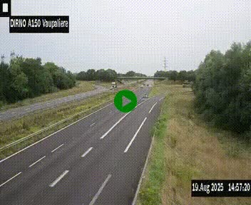 Webcam autoroute A150 à hauteur de La Vaupalière en périphérie de Rouen. Vue orientée vers Rouen