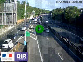 Caméra autoroute sur A6 - Valvert, près de Lyon, en direction de Paris, à hauteur de la sortie 36 Porte du Valvert