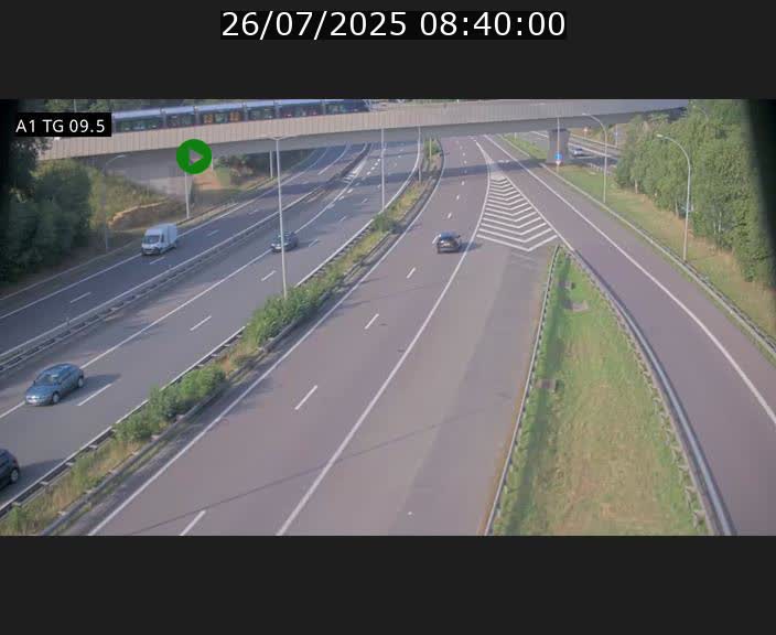 Traffic live webcam Luxembourg Jonction Grünewald - A1 direction Luxembourg-ville - BK 9.5