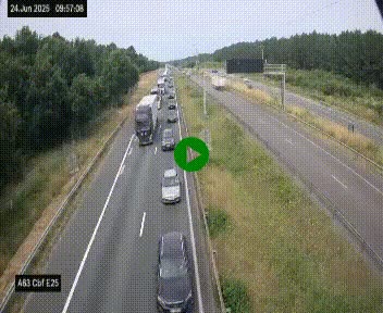 Webcam autoroute A63 en périphérie de Bordeaux au sud-est de la ville, en provenance du bassin d'Arcachon. Vue orientée vers Bordeaux