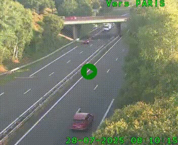 Caméra routière sur l'autoroute A20 au nord de Limoges, à la jonction avec la N520. Vue orientée vers Paris