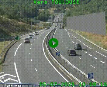Caméra routière sur l'autoroute A20 à Noailles, en périphérie de Brive-la-Gaillarde. Vue orientée vers Toulouse