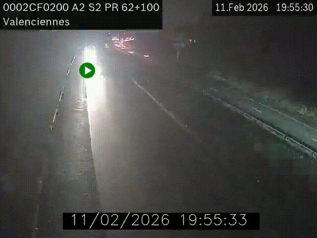 Webcam autoroute A2 à Valenciennes. Vue orientée vers Maubeuge et Mons (Belgique)