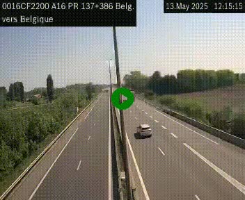 Webcam à la frontière franco-belge au niveau de Bray-Dunes/De-Panne sur l'autoroute A16. Vue orientée vers la Belgique