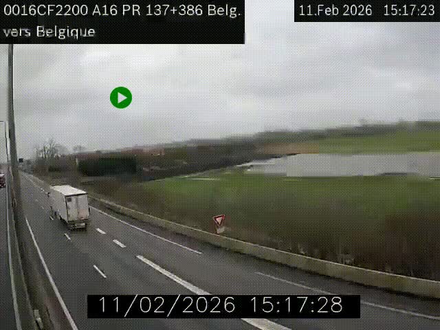 Webcam à la frontière franco-belge au niveau de Bray-Dunes/De-Panne sur l'autoroute A16. Vue orientée vers la Belgique