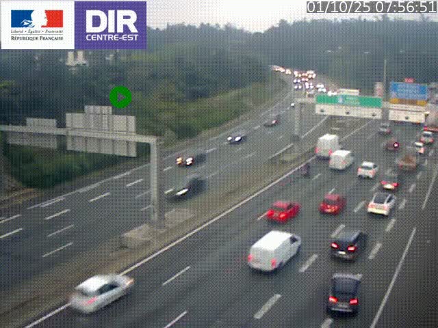 Caméra de circulation routière sur le boulevard périphérique Laurent Bonnevay de Lyon (D383) à hauteur de Bron, avant la jonction avec l'A43. Vue orientée vers l'échangeur