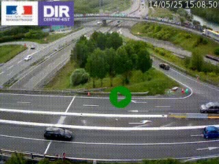 Webcam traffic à Grenoble-sud sur l'autoroute A480. Vue orientée vers l'entrée et la sortie de Grenoble