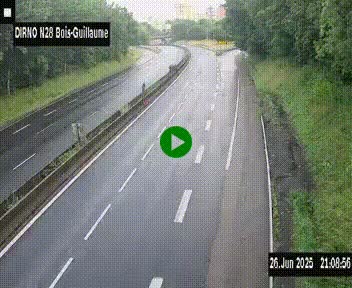 Webcam routière à hauteur de Bois-Guillaume en périphérie de Rouen. Vue orientée vers Rouen