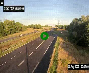 Webcam autoroute A150 à hauteur de La Vaupalière en périphérie de Rouen. Vue orientée vers Rouen