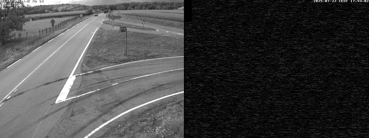 Webcam à Bellefontaine dans les Vosges à 552 mètres d'altitude sur la D63, à la jonction avec la D20A