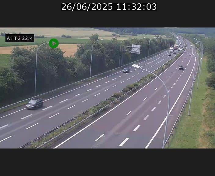 Traffic live webcam Luxembourg Flaxweiler - A1 direction Luxembourg - BK 22.4