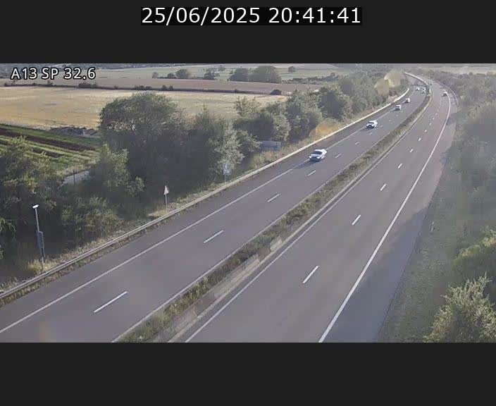 Webcam info trafic A13 à hauteur de Mondorf-les-bains. Vue orientée vers Altwies