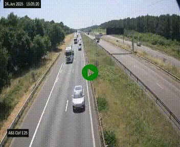 Webcam autoroute A63 en périphérie de Bordeaux au sud-est de la ville, en provenance du bassin d'Arcachon. Vue orientée vers Bordeaux