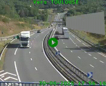 Caméra routière sur l'autoroute A20 à Noailles, en périphérie de Brive-la-Gaillarde. Vue orientée vers Toulouse