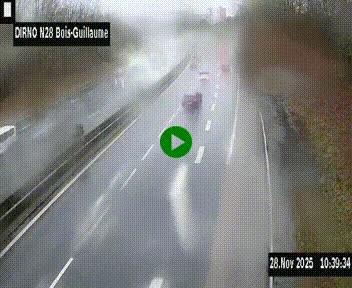 Webcam routière à hauteur de Bois-Guillaume en périphérie de Rouen. Vue orientée vers Rouen