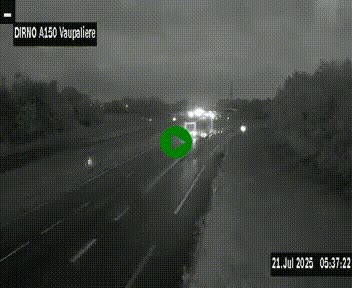 Webcam autoroute A150 à hauteur de La Vaupalière en périphérie de Rouen. Vue orientée vers Rouen
