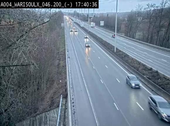 Webcam sur l'E411 à proximité de la jonction avec l'E42 à Warisoulx. Vue orientée vers le nord