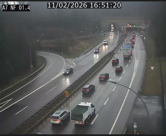 Caméra autoroute Luxembourg A7 - Echangeur Waldhaff - direction Tunnel Stafelter