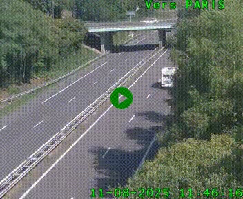 Caméra routière sur l'autoroute A20 au nord de Limoges, à la jonction avec la N520. Vue orientée vers Paris