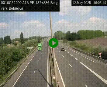 Webcam à la frontière franco-belge au niveau de Bray-Dunes/De-Panne sur l'autoroute A16. Vue orientée vers la Belgique