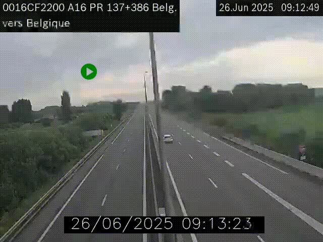 Webcam à la frontière franco-belge au niveau de Bray-Dunes/De-Panne sur l'autoroute A16. Vue orientée vers la Belgique