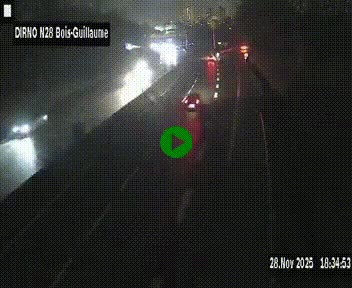 Webcam routière à hauteur de Bois-Guillaume en périphérie de Rouen. Vue orientée vers Rouen