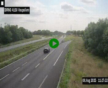 Webcam autoroute A150 à hauteur de La Vaupalière en périphérie de Rouen. Vue orientée vers Rouen