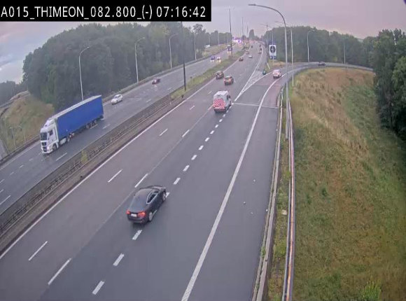 Caméra trafic Belgique - Thiméon - E42, jonction avec A54 (E420) direction La Louvière/Charleroi - BK 82.82
