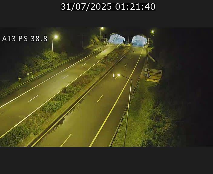 Webcam autoroute A13 à l'entrée ouest du tunnel Markusbierg à Schengen. Vue orientée vers Mondorf-les-Bains