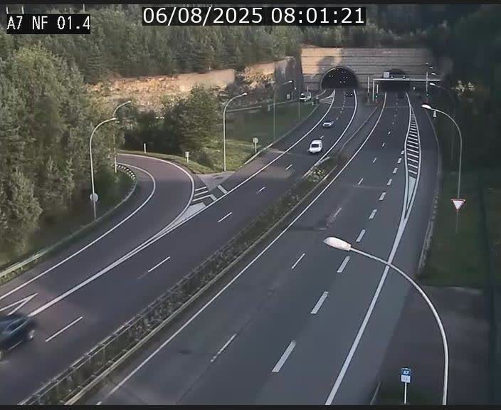 Caméra autoroute Luxembourg A7 - Echangeur Waldhaff - direction Tunnel Stafelter