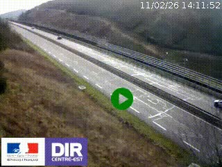 Webcam au niveau du col de Bois Clair à hauteur de Cluny sur la N79. Vue orientée vers Mâcon