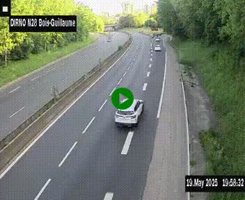 Webcam routière à hauteur de Bois-Guillaume en périphérie de Rouen. Vue orientée vers Rouen