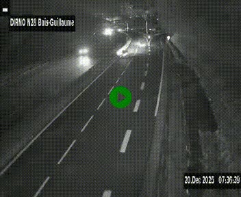 Webcam routière à hauteur de Bois-Guillaume en périphérie de Rouen. Vue orientée vers Rouen